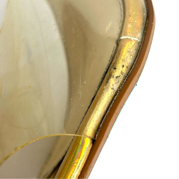 Blue by Betsey Johnson Dulce Lucite Heels Iridescent Gold Flower Petals Sz 8.5 M - Picture 11 of 13